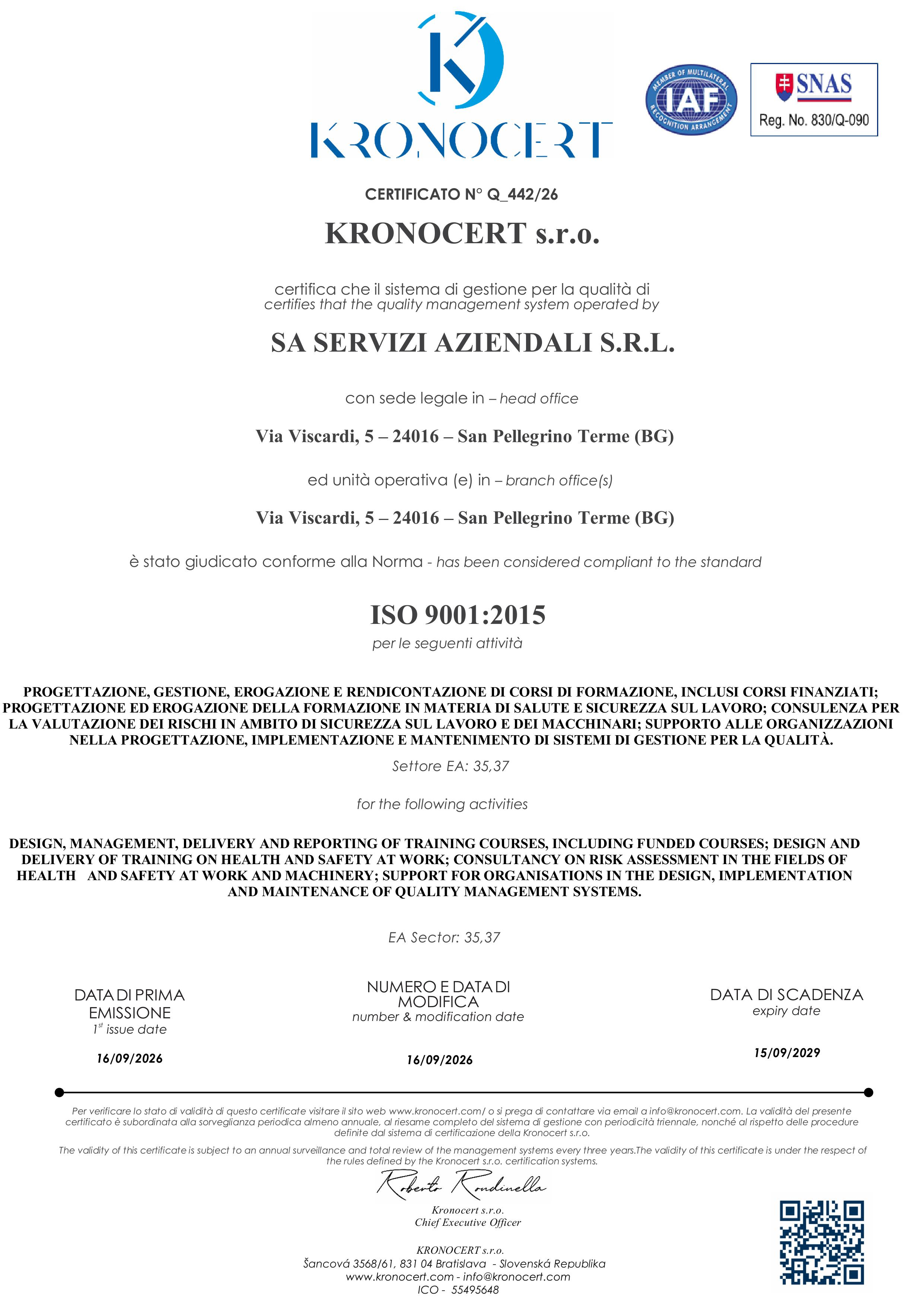CERTIFICAZIONI E POLITICHE AZIENDALI